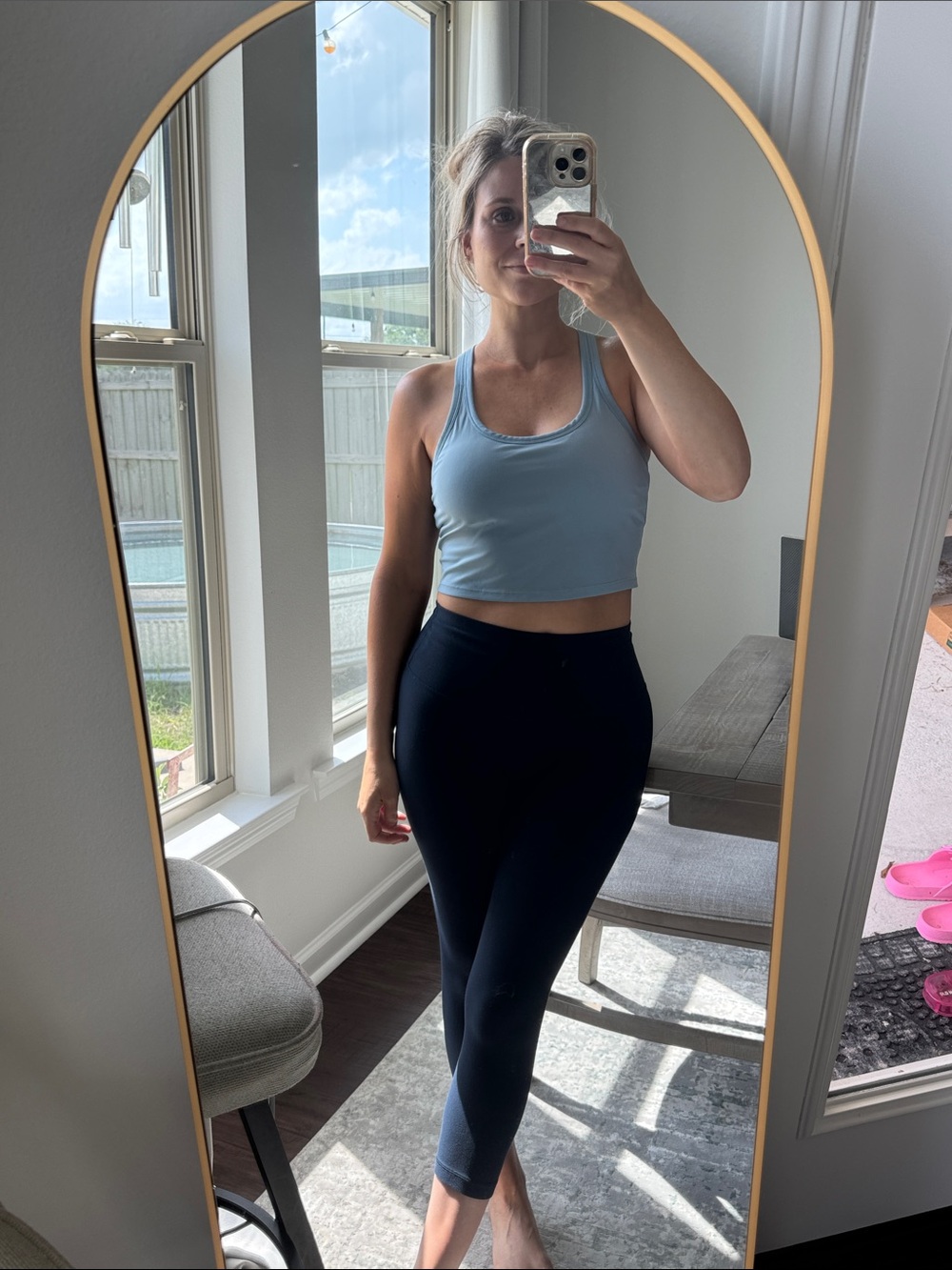 Women’s Light Blue Cropped Tank Top - Classic Scoop Neck Activewear - Picture 7 of 10